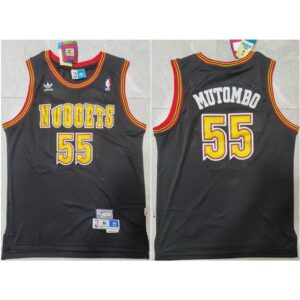 6864276244722_1 Men's Denver Nuggets #55 Dikembe Mutombo Black Throwback Stitched Jersey
