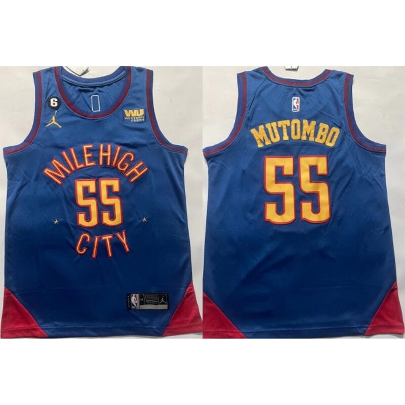 6864276fc762b_1 Men's Denver Nuggets #55 Dikembe Mutombo Blue With NO.6 Patch Stitched Jersey