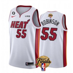 6864277d43856_1 Men's Miami Heat #55 Duncan Robinson White 2023 Finals Association Edition With NO.6 Patch Stitched Basketball Jersey
