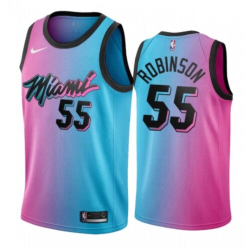 6864278096972_1 Men's Miami Heat #55 Duncan Robinson 2020-21 Blue/Pink City Edition Stitched Jersey