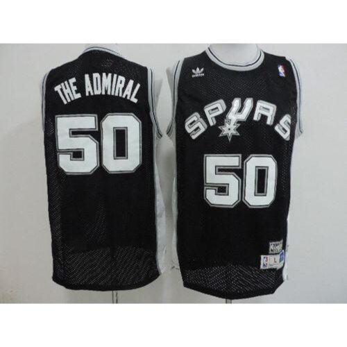 686427aae81e0_1 Spurs #50 David Robinson Black "The Admiral" Nickname Stitched NBA Jersey