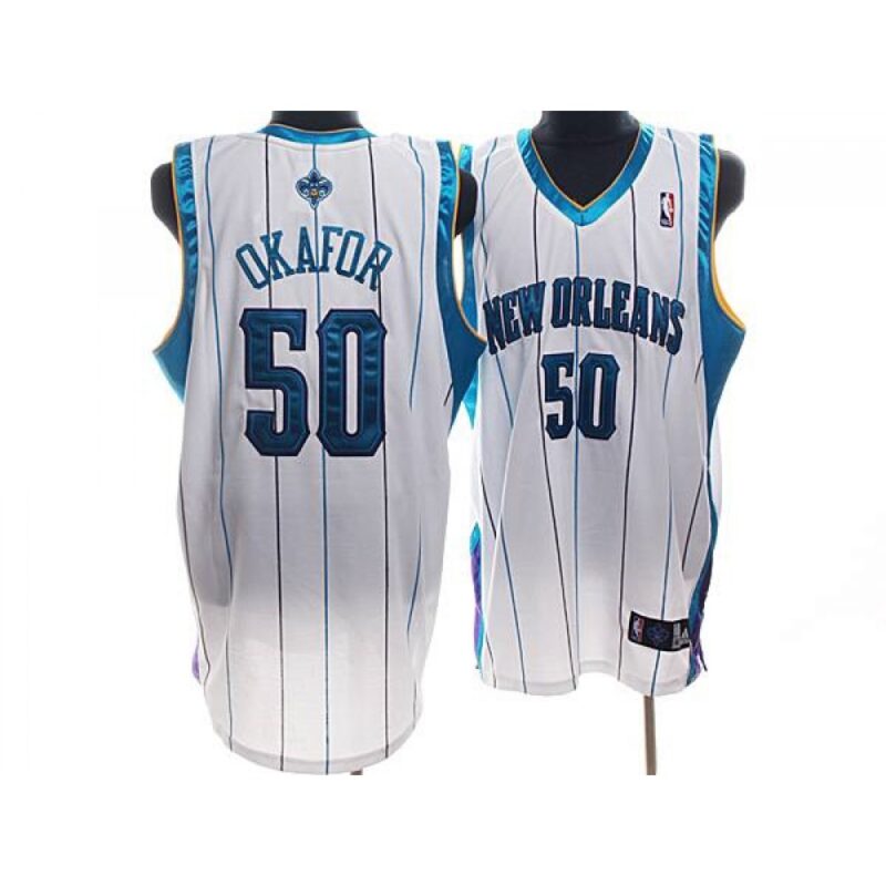 686427e328504_1 Hornets #50 Emeka Okafor Stitched White NBA Jersey