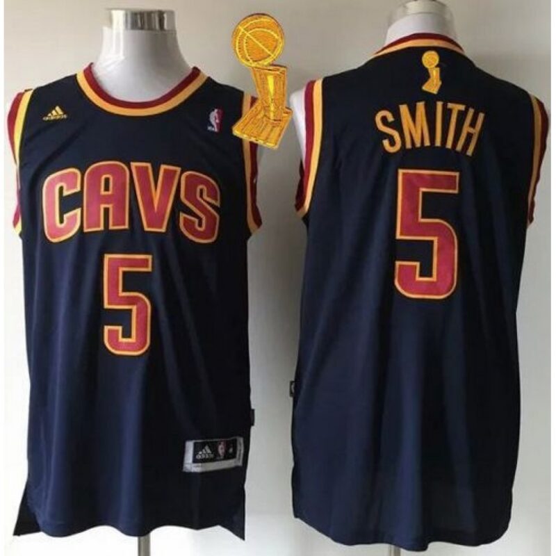 6864280817487_1 Revolution 30 Cavaliers #5 J.R. Smith Navy Blue CavFanatic The Champions Patch Stitched NBA Jersey