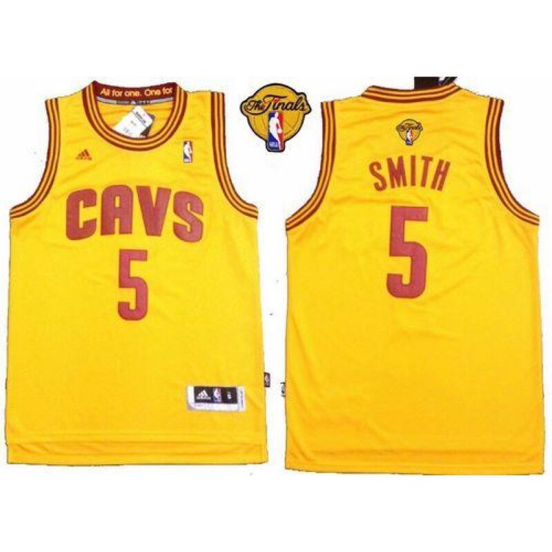 6864283a3c263_1 Revolution 30 Cavaliers #5 J.R. Smith Yellow The Finals Patch Stitched NBA Jersey