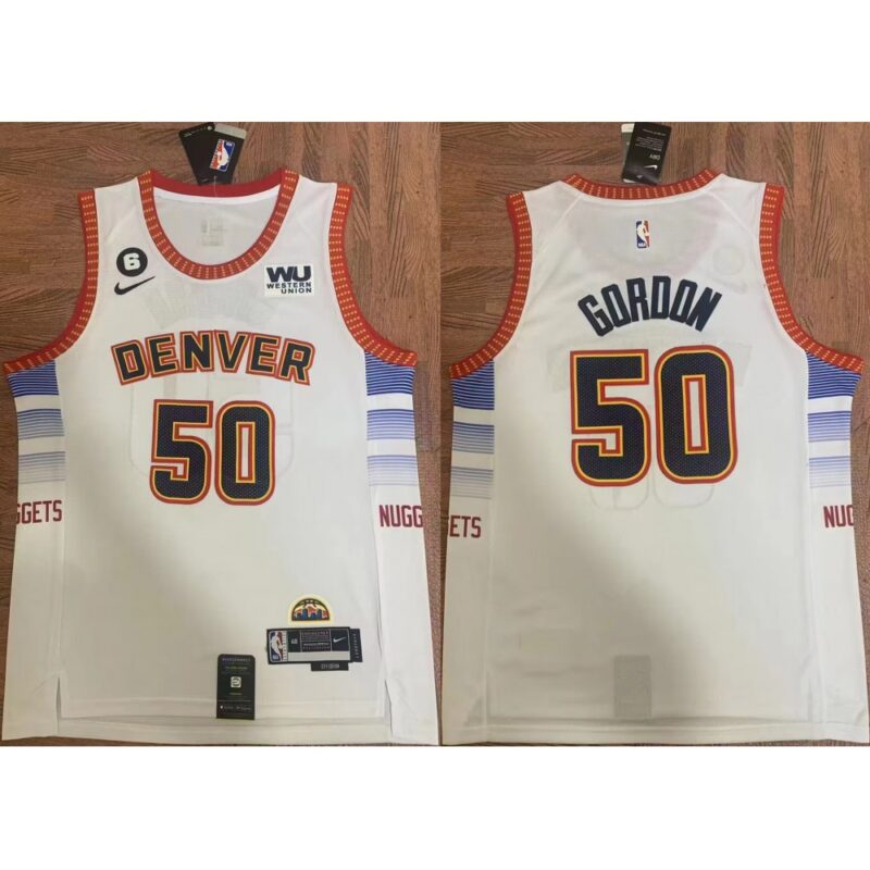 6864289b8e104_1 Men's Denver Nuggets #50 Aaron Gordon White 2023 Finals Icon Edition With NO.6 Patch Stitched Basketball Jersey