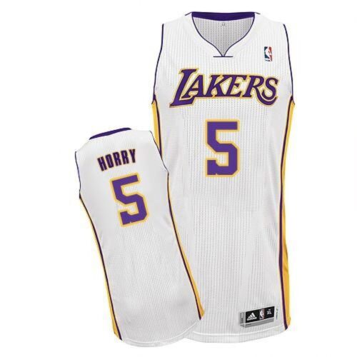 686428d6e607e_1 Lakers #5 Robert Horry White Throwback Stitched NBA Jersey