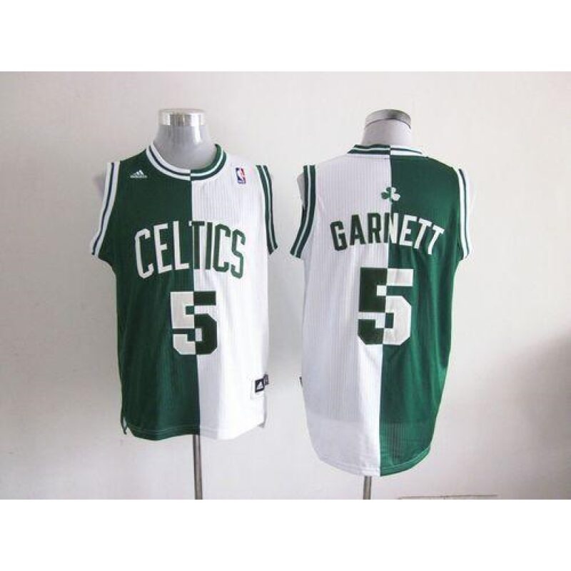 686428fb69239_1 Celtics #5 Kevin Garnett Green/White Split Fashion Embroidered NBA Jersey