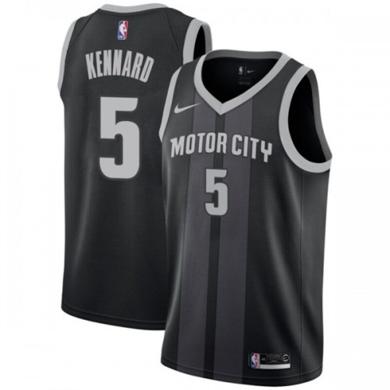 686429418c049_1 Men's Detroit Pistons #5 Luke Kennard Black Stitched Jersey