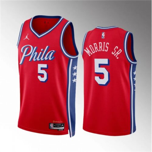 68642944da6c5_1 Men's Philadelphia 76ers #5 Marcus Morris Sr Red Statement Edition Stitched Jersey