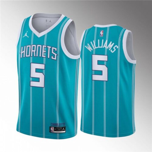 6864295cb3209_1 Men's Charlotte Hornets #5 Mark Williams Aqua Stitched Basketball Jersey