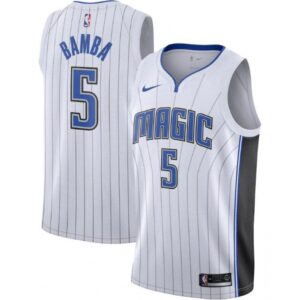 686429c83e9bc_1 Men's Orlando Magic #5 Mohamed Bamba White Association Edition Stitched Swingman Jersey
