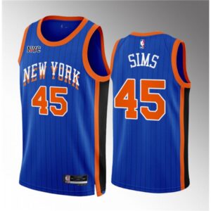 68642a3a31b2f_1 Men's New Yok Knicks #45 Jericho Sims Blue 2023/24 City Edition Stitched Basketball Jersey