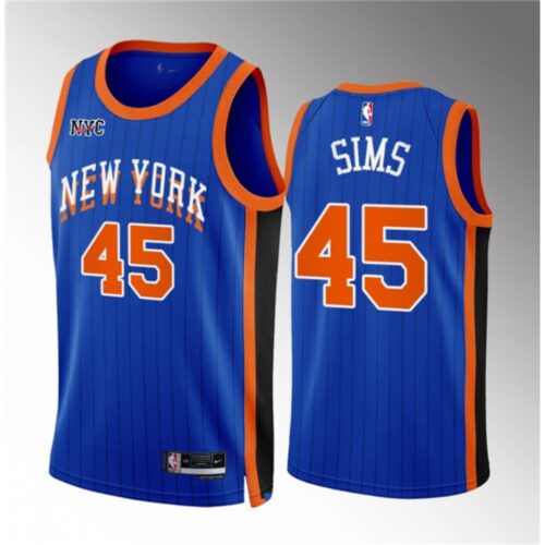 68642a3a31b2f_1 Men's New Yok Knicks #45 Jericho Sims Blue 2023/24 City Edition Stitched Basketball Jersey
