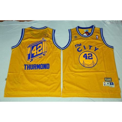 68642a5c7d7c7_1 Warriors #42 Nate Thurmond Gold Throwback The City Stitched NBA Jersey