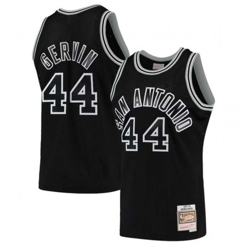 68642ac0bbd99_1 Men's San Antonio Spurs #44 George Gervin Black 1977-78 Hardwood Classics Swingman Stitched Jersey