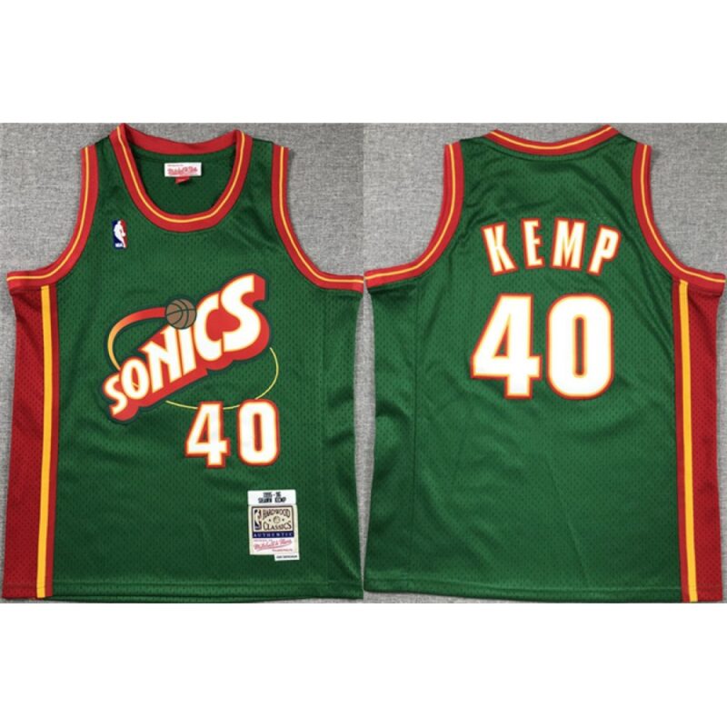 68642b10e13f0_1 Youth Oklahoma City Thunder #40 Shawn Kemp Green Stitched Basketball Jersey