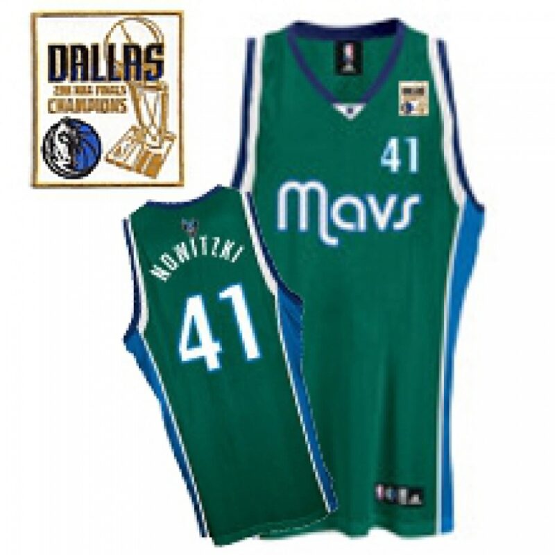 68642b8ad474a_1 Mavericks 2011 Champion Patch #41 Dirk Nowitzki Green Stitched NBA Jersey