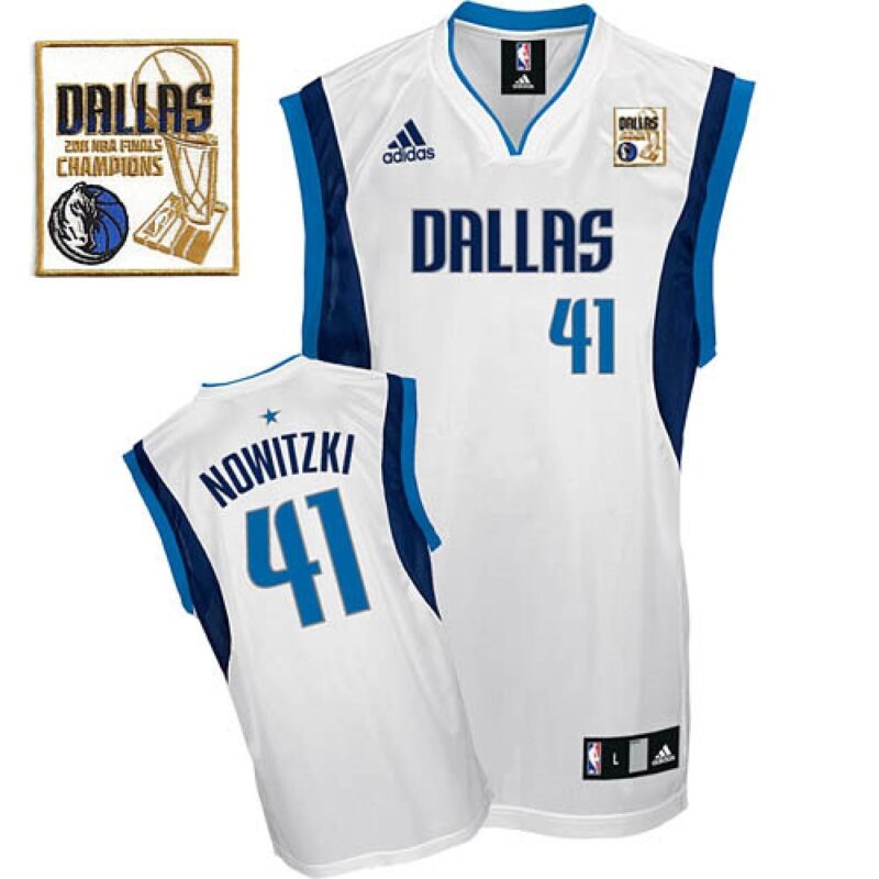 68642ba264b96_1 Mavericks 2011 Champion Patch #41 Dirk Nowitzki White Stitched NBA Jersey