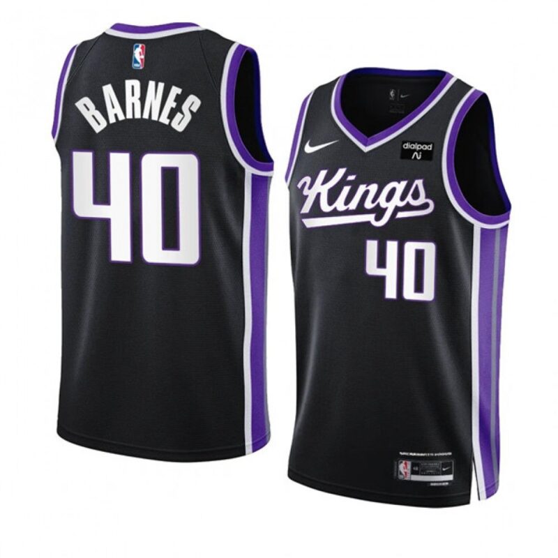 68642c4561909_1 Men's Sacramento Kings #40 Harrison Barnes Black 2023/24 Icon Edition Swingman Stitched Basketball Jersey