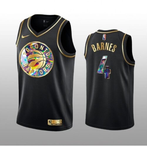 Youth Toronto Raptors #4 Scottie Barnes 2021/22 Black Golden Edition 75th Anniversary Diamond Logo Stitched Basketball Jersey