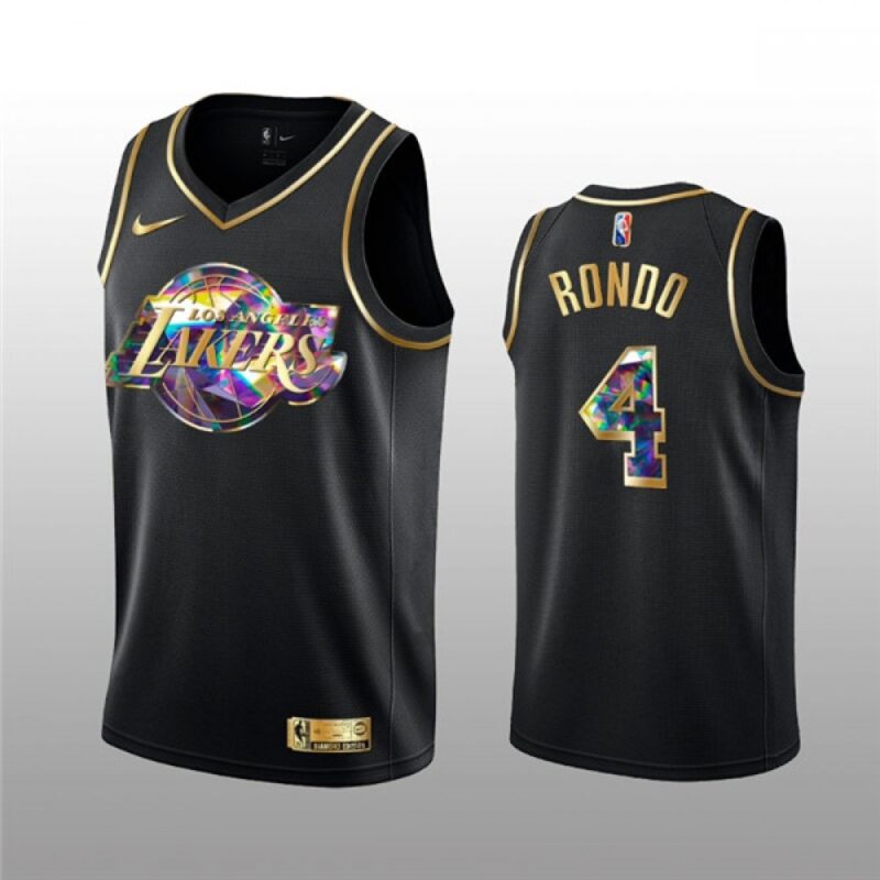 68642ce75d8e3_1 Men's Los Angeles Lakers #4 Rajon Rondo 2021/22 Black Golden Edition 75th Anniversary Diamond Logo Stitched Basketball Jersey