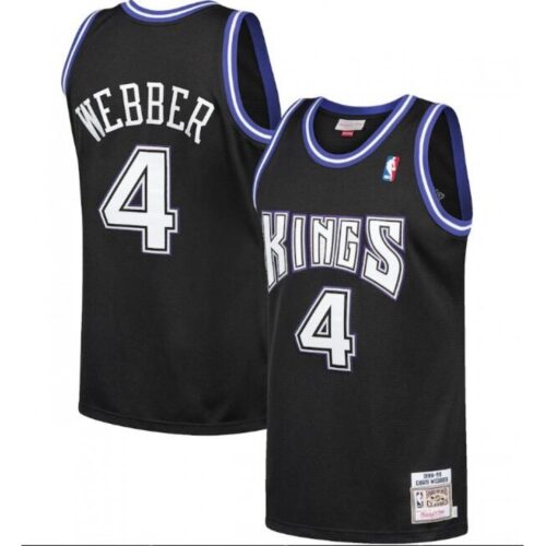 68642d161eba4_1 Men's Sacramento Kings #4 Chris Webber Black 1998-1999 Throwback Stitched Jersey