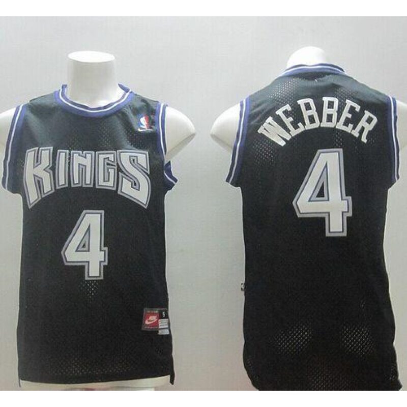 68642d197e816_1 Kings #4 Chris Webber Black Throwback Stitched NBA Jersey