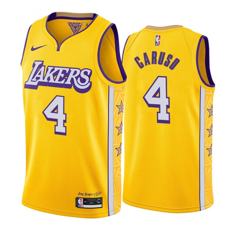68642dc469062_1 Men's Los Angeles Lakers #4 Alex Caruso Yellow City Edition Stitched NBA Jersey
