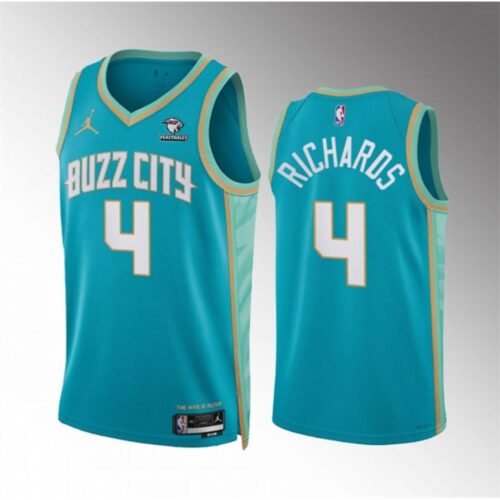 68642e2d0a155_1 Men's Charlotte Hornets #4 Nick Richards Teal 2023/24 City Edition Stitched Basketball Jersey