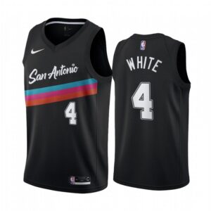 68642e6195c47_1 Men's San Antonio Spurs #4 Derrick White 2020 Black City Edition Stitched Jersey
