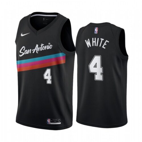 68642e6195c47_1 Men's San Antonio Spurs #4 Derrick White 2020 Black City Edition Stitched Jersey