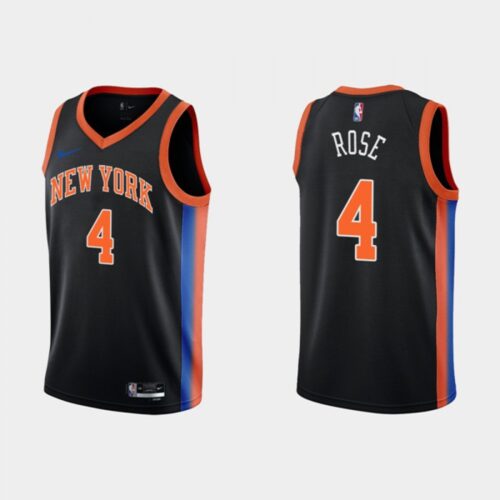 68642e7fa9603_1 Men's New Yok Knicks #4 Derick Rose 2022-23 Black City Edition Stitched Basketball Jersey