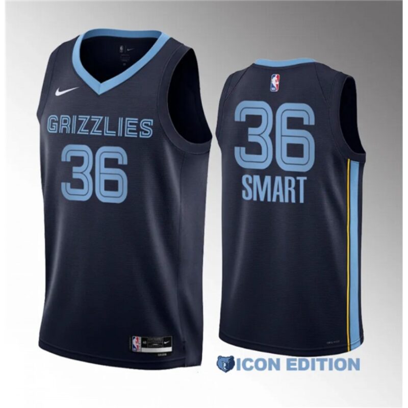 68642f49b285c_1 Men's Memphis Grizzlies #36 Marcus Smart Navy Icon Edition Stitched Basketball Jersey