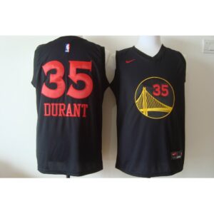 6864306e02ee1_1 Men's Golden State Warriors #35 Kevin Durant Black With Red Fashion Stitched NBA Jersey