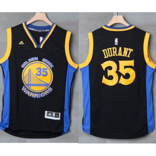 68643078396f5_1 Warriors #35 Kevin Durant Black/Blue Stitched NBA Jersey