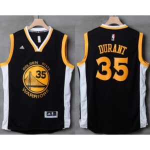 6864308605982_1 Warriors #35 Kevin Durant Black/White Stitched NBA Jersey