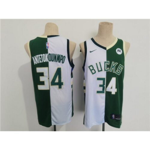 686430ab7e904_1 Men's Milwaukee Bucks #34 Giannis Antetokounmpo Green/White Split Stitched Basketball Jersey
