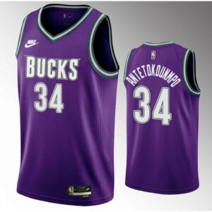 686430b8d8d62_1 Youth Milwaukee Bucks #34 Giannis Antetokounmpo 2022/23 Purple Classic Edition Swingman Stitched Basketball Jersey