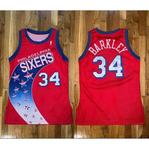 686430d6d19f1_1 Men's Philadelphia 76ers #34 Charles Barkley Red Champion Stitched Basketball Jersey
