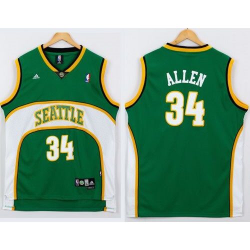 68643100b6326_1 Thunder #34 Ray Allen Green Seattle SuperSonics Style Stitched NBA Jersey
