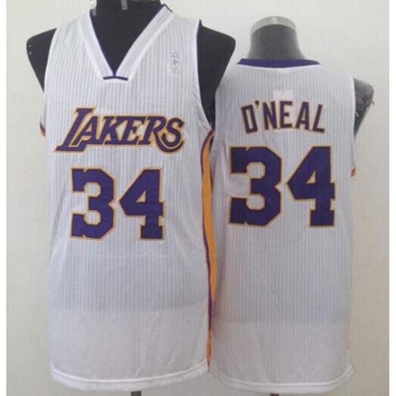 68643115036f4_1 Lakers #34 Shaquille O'Neal White New Throwback Stitched NBA Jersey