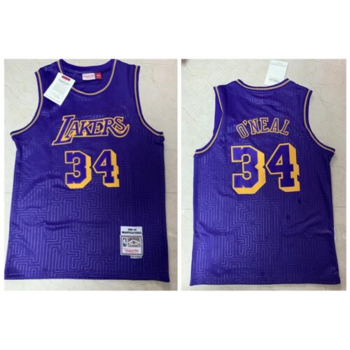 6864312c998cd_1 Men's Los Angeles Lakers #34 Shaquille O'Neal Purple 1996-1997 Limited Stitched Jersey