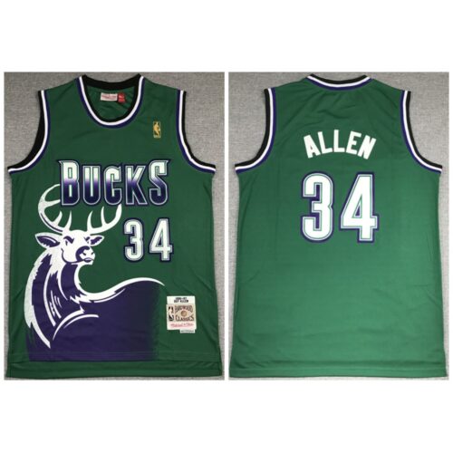6864315219e39_1 Men's Milwaukee Bucks #34 Ray Allen 1996-1997 Green Throwback Stitched Jersey