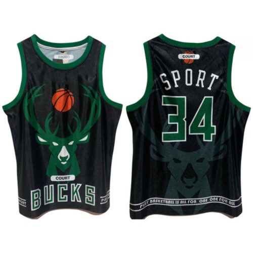 6864316751376_1 Men's Milwaukee Bucks #34 Giannis Antetokounmpo Black Print Basketball Jersey