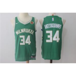 Men's  Milwaukee Bucks #34 Giannis Antetokounmpo Green Stitched NBA Jersey