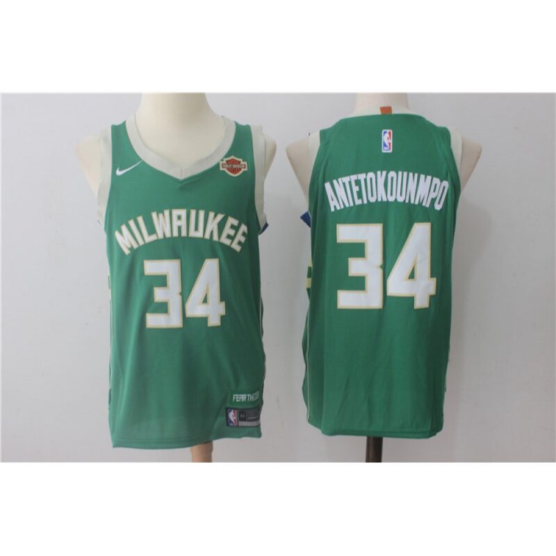 Men's  Milwaukee Bucks #34 Giannis Antetokounmpo Green Stitched NBA Jersey