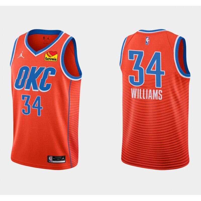 686431e4737e6_1 Men's Oklahoma City Thunder #34 Kenrich Williams Orange Stitched Basketball Jersey
