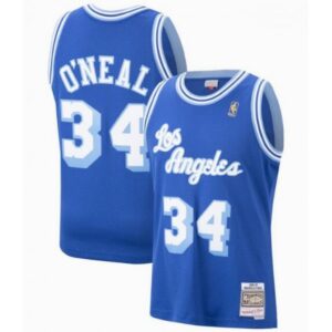 686431fc5c53c_1 Men's Los Angeles Lakers #34 Shaquille O'Neal Blue Throwback Stitched Jersey