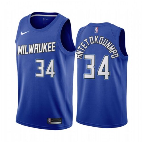 6864324026781_1 Men's Milwaukee Bucks #34 Giannis Antetokounmpo Blue City Edition Stitched Jersey