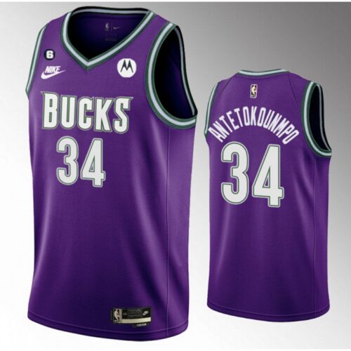 6864324a5e716_1 Men's Milwaukee Bucks #34 Giannis Antetokounmpo 2022/23 Purple Classic Edition Swingman With No.6 Patch Stitched Basketball Jersey
